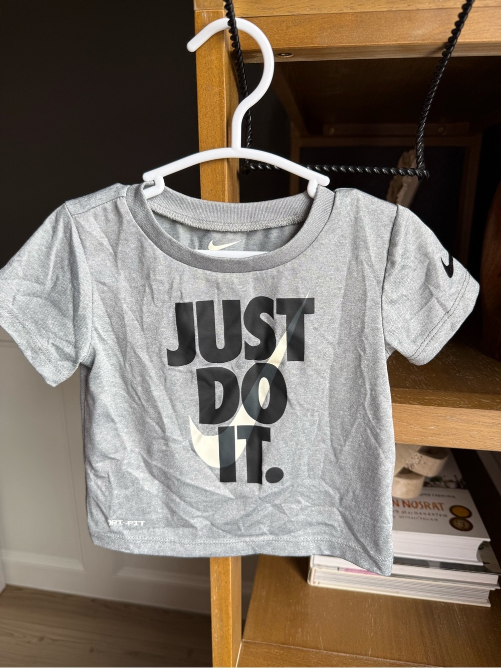 Nike Gray 'Just Do It' Kids Short Sleeve Tee